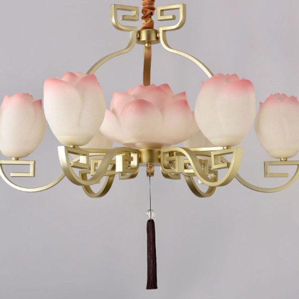 Đèn Chùm Hoa Sen Thả Trần, Đèn Thả Hoa Sen Phong Cách Trung Hoa Decor Phòng Khách/ Phòng Thiền - Hình ảnh 4