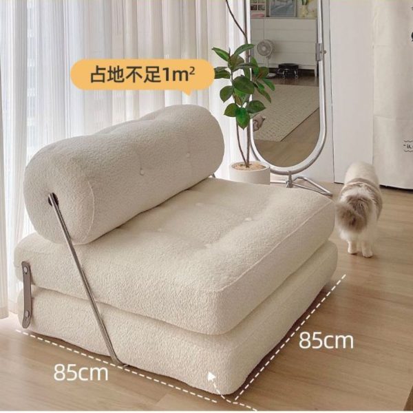 Ghế Sofa Gấp Gọn Kết Hợp Giường, Ghế Lười, Giường Lười Gấp Gọn Nhiều Chức Năng 2 Màu Kem, Trắng - Hình ảnh 3