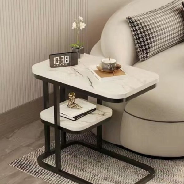 Bàn Trà 2 Tầng Mặt Đá Cẩm Thạch, Bàn Trà Bàn Cafe Nhỏ, Bàn Phụ Hình Chữ Nhật Hiện Đại Mới Lạ - Hình ảnh 3