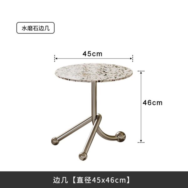 Bàn Cafe Mini Đá Terrazzo, Bàn Tròn Nhỏ Sofa Phong Cách Retro Pháp Trang Trí Phòng Khách, Quán Cafe - Hình ảnh 3