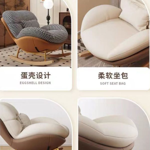 Ghế Công Thái Học Phòng Khách, Ghế Bập Bênh Chân Gỗ Có Đôn, Ghế Sofa Đọc Sách, Thư Giãn - Hình ảnh 3