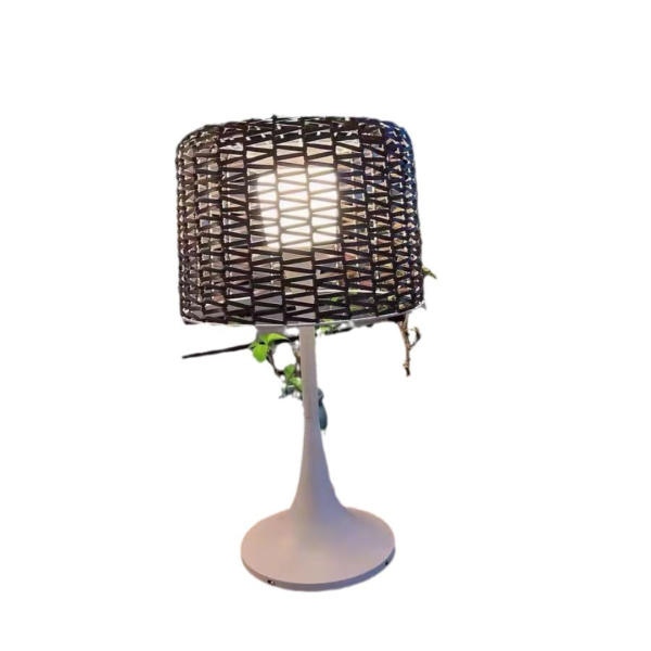 Đèn Sàn Mây Tre Đan Sân Vườn Chống Nước, Đèn Năng Lượng Mặt Trời Điều Khiển Từ Xa Decor Ban Công, Sân Thượng - Hình ảnh 3