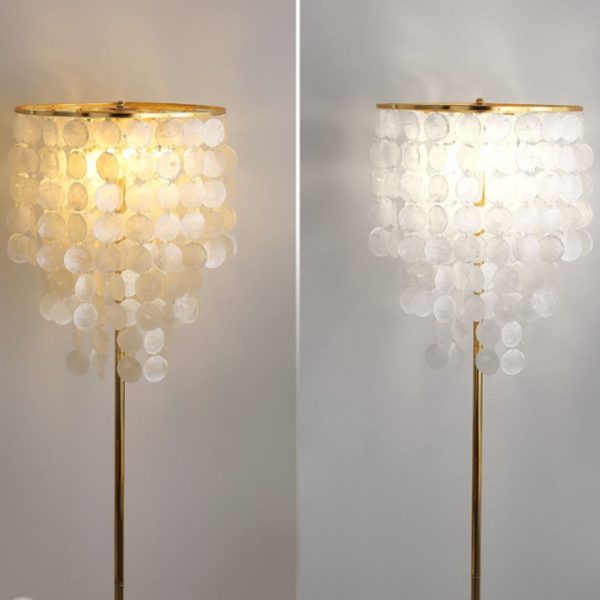 Đèn Đứng Vỏ Sò Thả Tầng Đế 3 Chân, Đèn Sàn Kiểu Pháp Ấn Tượng, Đèn Đứng Decor Phòng Khách, Ghế Sofa - Hình ảnh 2