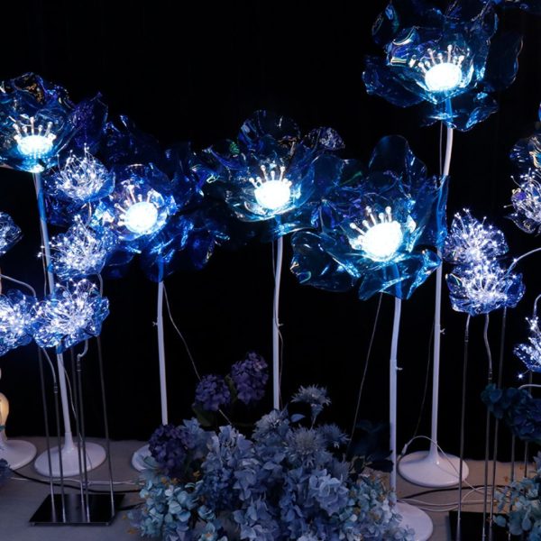 Bộ 3 Cây Đèn Led Hoa Lớn Decor Tiệc, Đèn Led Hoa Acrylic Trang Trí Không Gian Tiệc Cưới, Sân Vườn, Lễ Hội - Hình ảnh 2