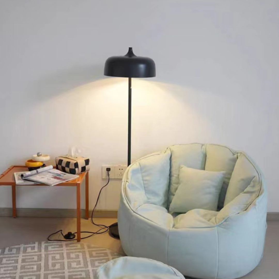 Đèn sàn Bắc Âu chao nón có dây kéo với 2 màu đen trắng