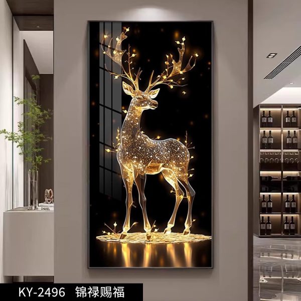 Đèn Tranh Hươu Tài Lộc Tráng Gương, Đèn Tranh Khung Hợp Kim Trang Trí Phòng Khách, Quà Tặng Tân Gia - Hình ảnh 3
