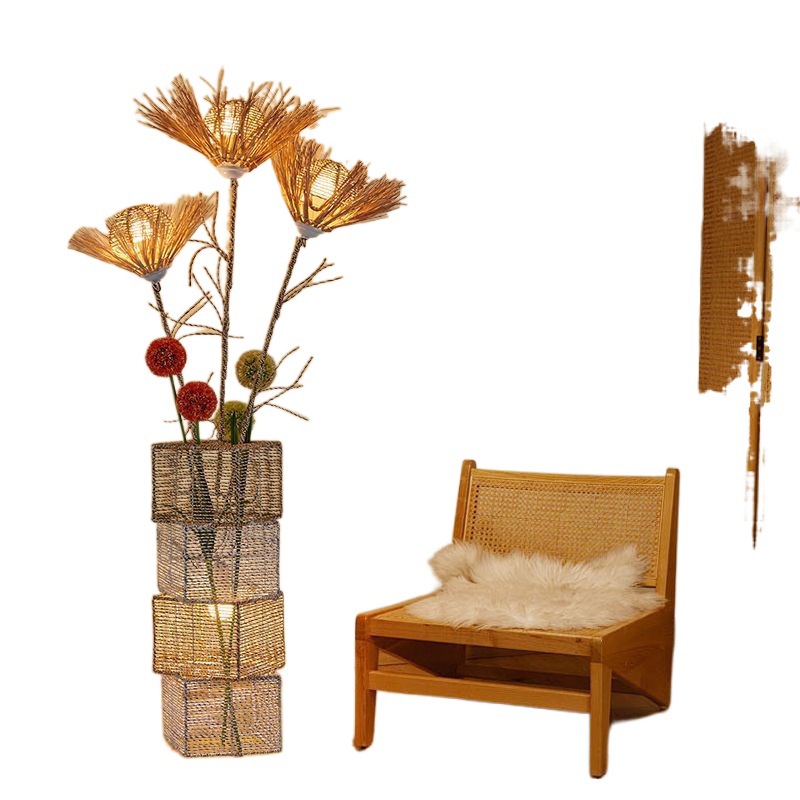 Đèn Sàn Lọ Hoa Bằng Mây, Đèn Sàn Phong Cách Wabi-sabi Decor Phòng Khách Không Kèm Hoa - Ảnh 7