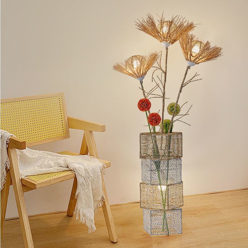 Đèn Sàn Lọ Hoa Bằng Mây, Đèn Sàn Phong Cách Wabi-sabi Decor Phòng Khách Không Kèm Hoa - Ảnh 6