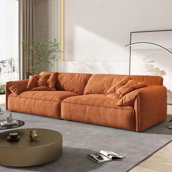 Ghế Sofa Đôi Da Lộn, Ghế Sofa Tay Vịn Màu Xám Đen Kem Decor Phòng Khách - Hình ảnh 6