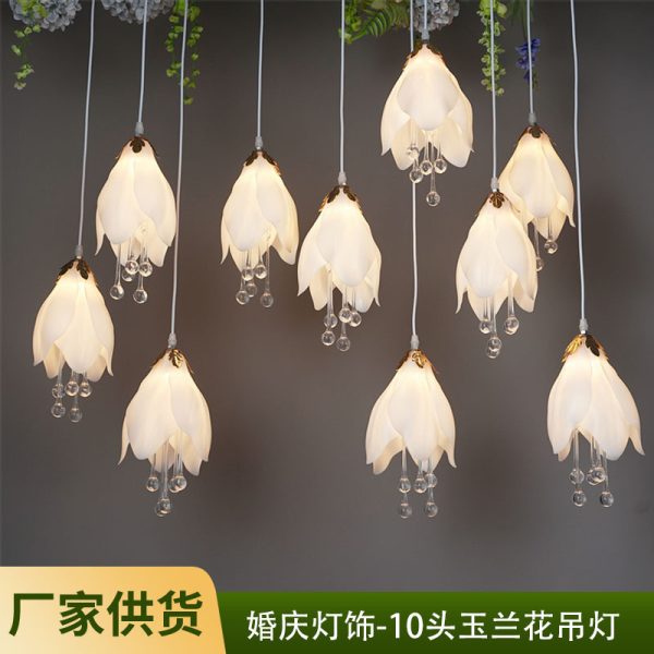Bộ 10 Đèn Thả Trần Đầu Hoa Mộc Lan, Đèn Treo Trần Trang Trí Không Gian Cưới Sống Động - Hình ảnh 3