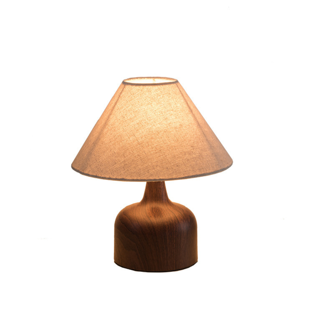 Đèn Bàn Vân Gỗ Chụp Vải Retro