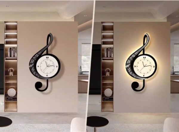 Đồng Hồ Khóa Sol Kết Hợp Led, Đèn Led Kết Hợp Đồng Hồ Treo Tường Decor Phòng Khách/ Hành Lang - Hình ảnh 6