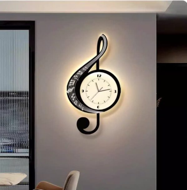 Đồng Hồ Khóa Sol Kết Hợp Led, Đèn Led Kết Hợp Đồng Hồ Treo Tường Decor Phòng Khách/ Hành Lang - Hình ảnh 2