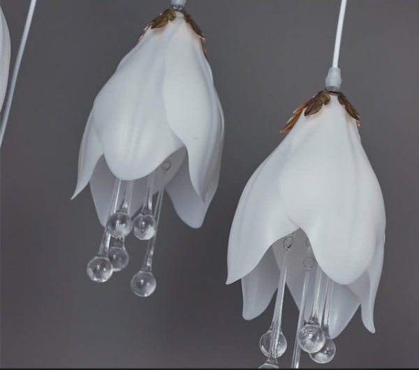 Bộ 10 Đèn Thả Trần Đầu Hoa Mộc Lan, Đèn Treo Trần Trang Trí Không Gian Cưới Sống Động - Hình ảnh 2