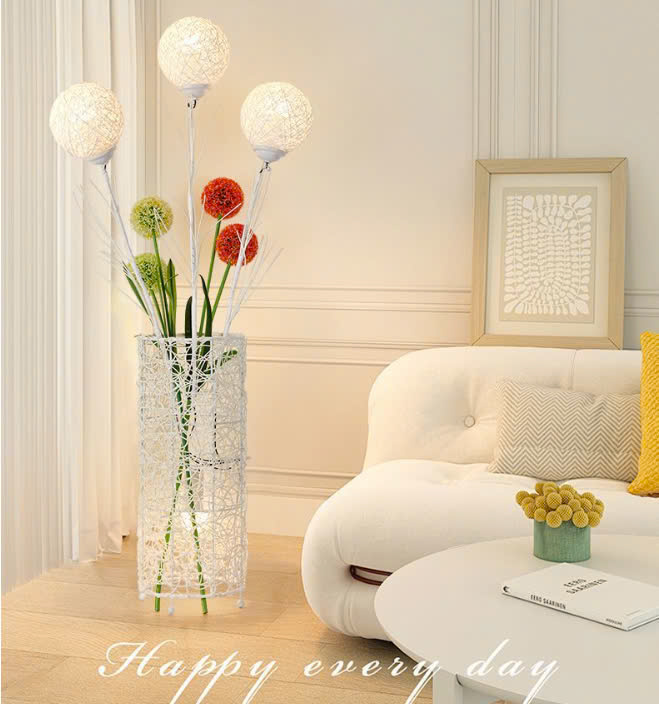 Đèn Sàn Lọ Hoa Bằng Mây, Đèn Sàn Phong Cách Wabi-sabi Decor Phòng Khách Không Kèm Hoa - Ảnh 3