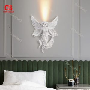 Đèn tường thiên thần nhựa thạch cao với thiết kế mang đậm dấu ấn Pháp cổ điển