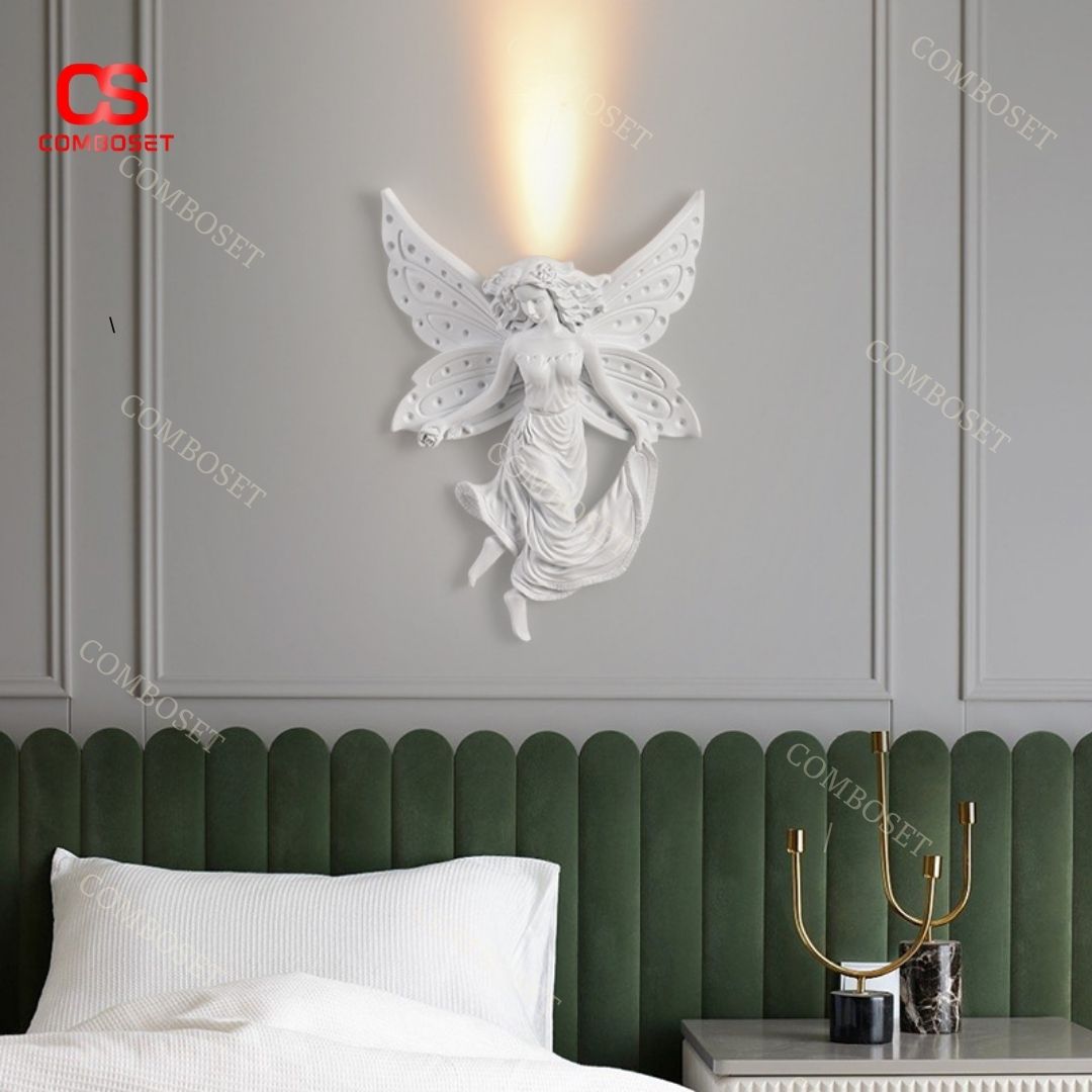 Đèn tường thiên thần nhựa thạch cao với thiết kế mang đậm dấu ấn Pháp cổ điển