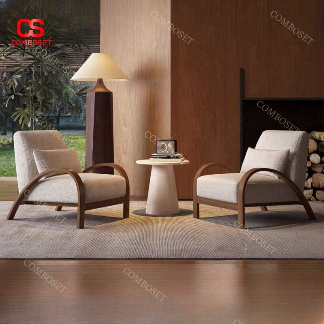 Ghế sofa đơn giản kiểu Bắc Âu với khung gỗ chắc chắn, khả năng chống mối mọc cao