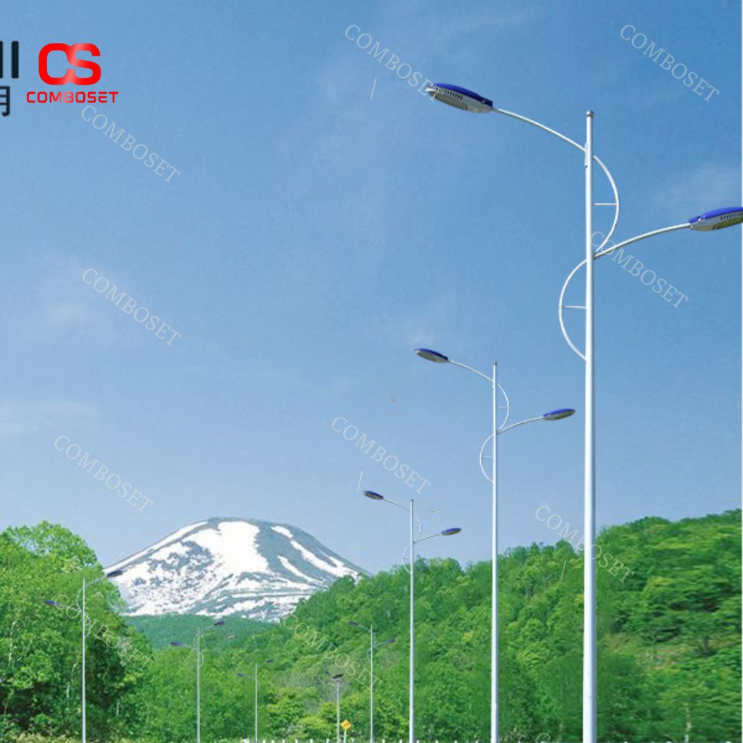 Cột đèn đường hai đầu uốn lượn với chiều cao lên đến 10m