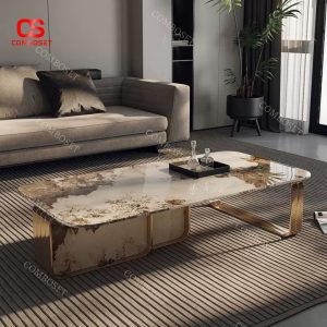 Bàn cà phê đá vi tinh thể được với mặt đá sang trọng, tinh tế
