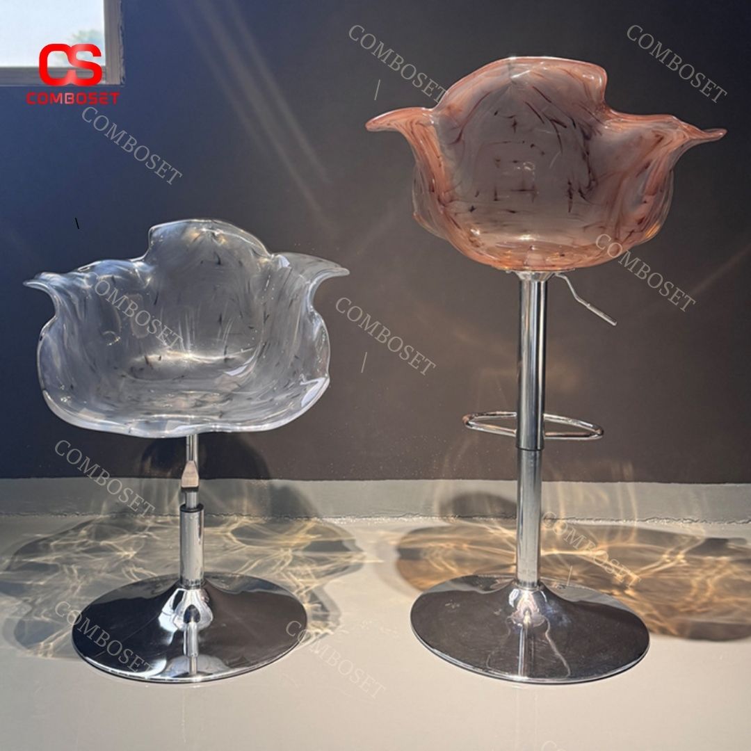 Ghế cánh hoa hồng acrylic với thiết kế xinh đẹp cùng màu sắc loang vô cùng độc đáo