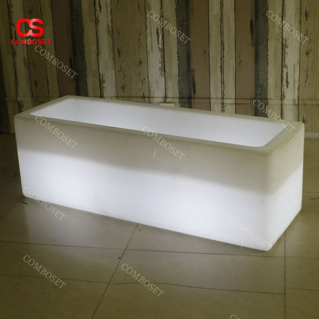 Chậu đá led phát sáng với thiết kế hình chữ nhật bên trong rỗng
