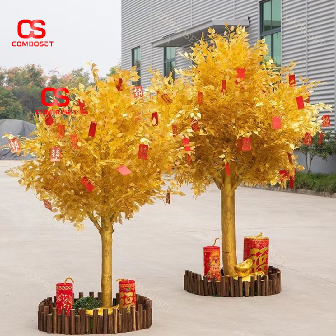 Cây kim tiền trang trí ngày tết với màu vàng rực rỡ