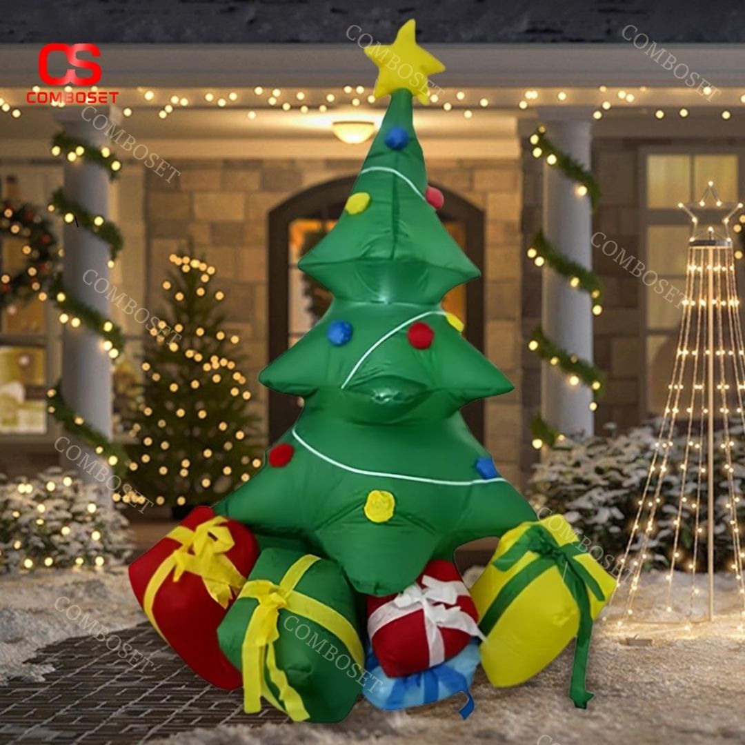 Mô hình cây thông noel bơm hơi kèm hộp quà với thiết kế xinh xắn đáng yêu
