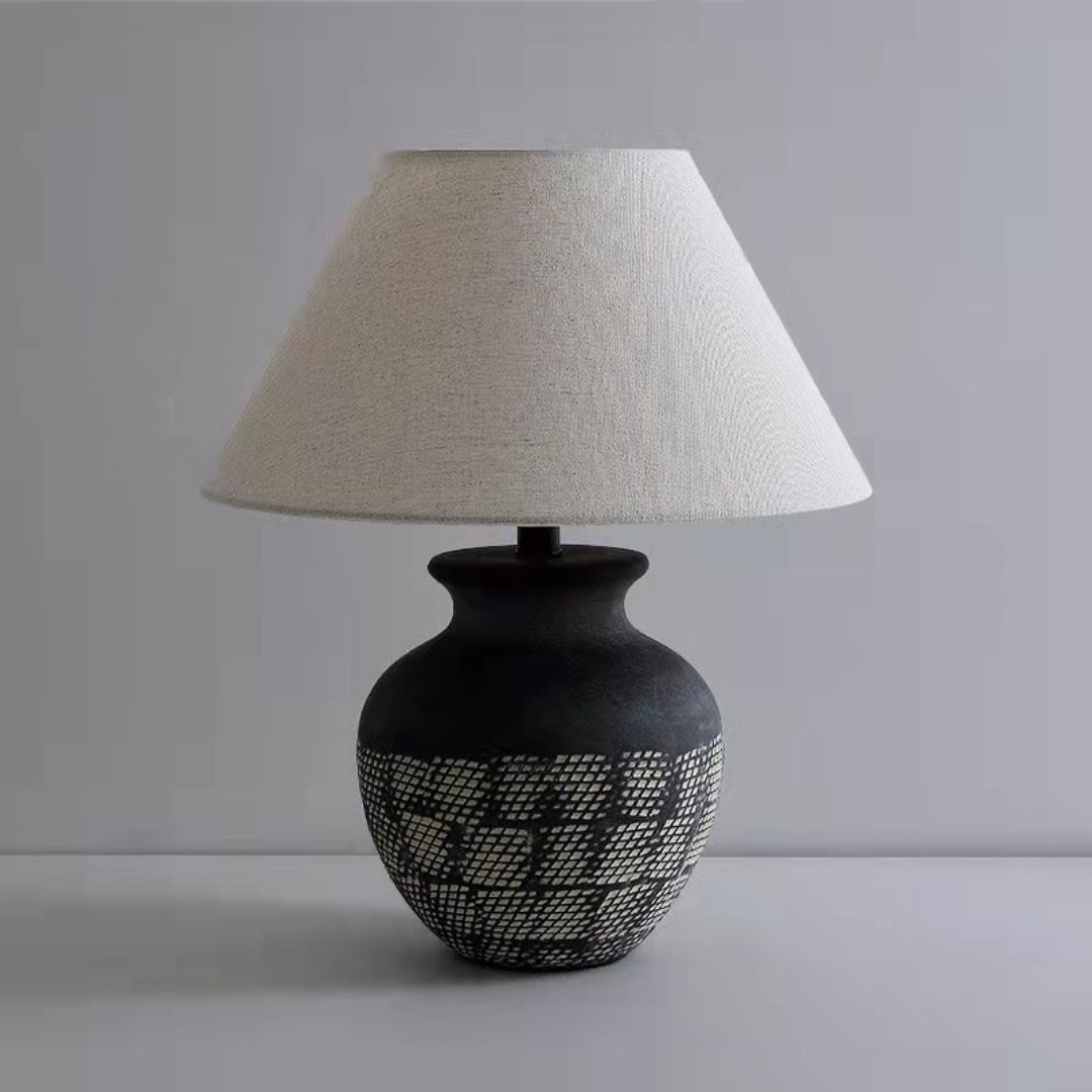 Hỉnh ảnh thật của Đèn để bàn gốm sứ wabi-sabi