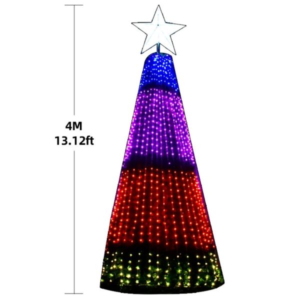 Đèn Led Hình Cây Thông Giáng Sinh Ngọn Ngôi Sao Cao 4M Decor Noel, Đồ Trang Trí Giáng Sinh - Hình ảnh 2