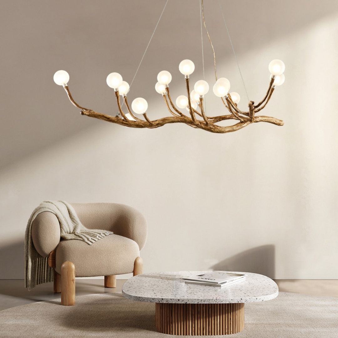 Đèn chùm thả nhánh cây nghệ thuật decor không gian phòng khách