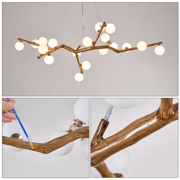 Đèn Thả Bàn Ăn Nhành Cây Wabi-Sabi Nghệ Thuật, Sang Trọng 3 Chế Độ Màu, Đèn Treo Thả Phòng Trà - Hình ảnh 2