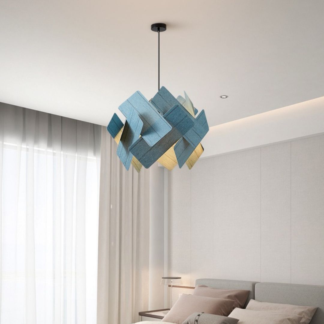 Đèn thả bằng gỗ phong cách Nhật Bản decor phòng ngủ