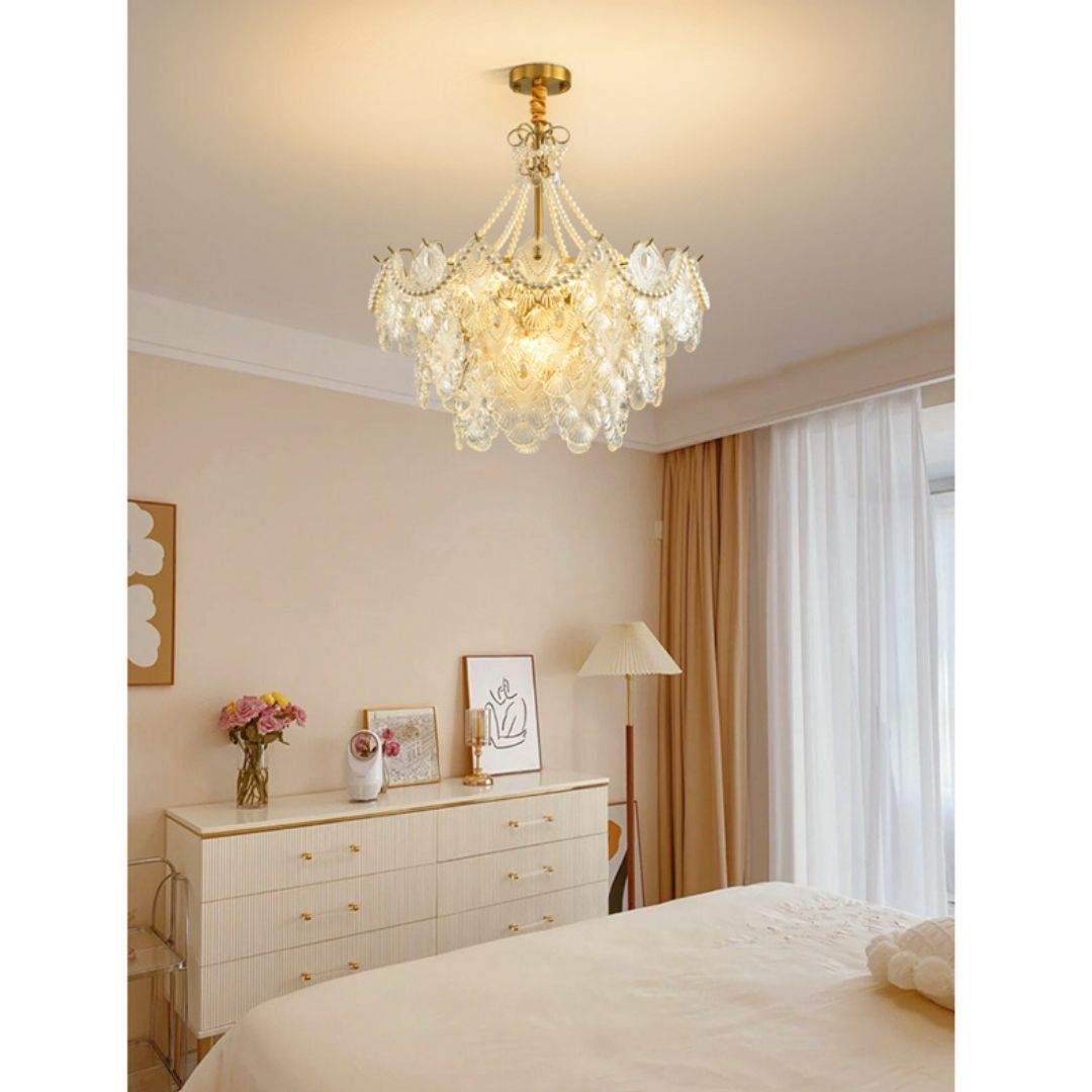 Đèn Thả Pha Lê Chuỗi Ngọc Trai Phong Cách Pháp Sang Trọng 3 Chế Độ Ánh Sáng, Đèn Chùm Cao Cấp - Ảnh 2