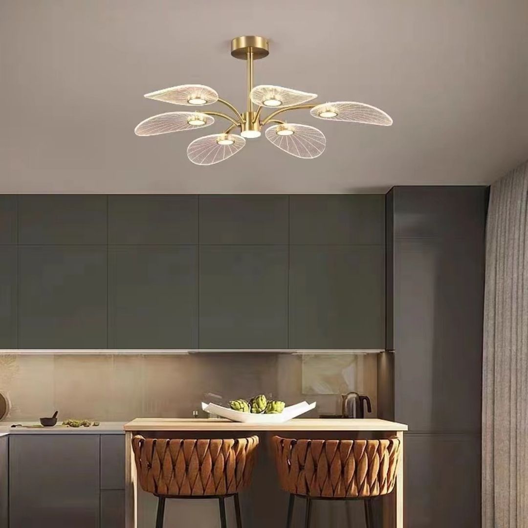 Đèn chùm đồng Bắc Âu decor không gian phòng ăn