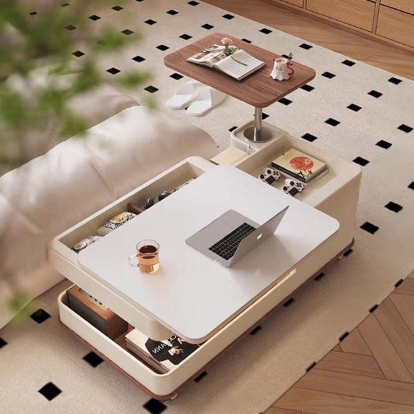 Bàn Cafe Mặt Đá Có Bánh Xe, Bàn Cafe Đa Năng Cao Cấp Hiện Đại Nhiều Công Dụng Decor Phòng Khách - Hình ảnh 8