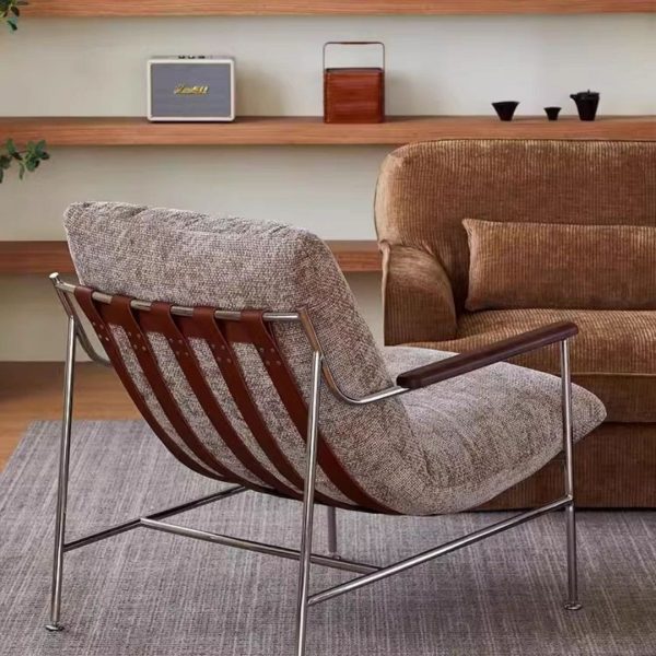 Ghế Sofa Nệm Vải Khung Inox Đơn Giản Hiện Đại, Ghế Sofa Lười Tay Vịnh - Hình ảnh 8