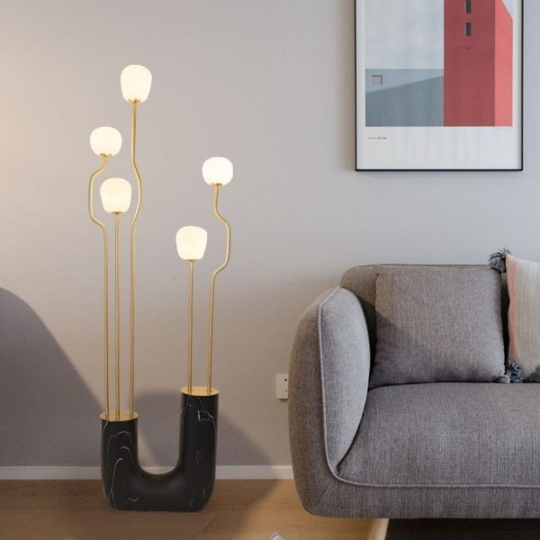 Đèn Đứng Thủy Tinh Sang Trọng Hình Chữ 5 Đầu 3 Chế Độ Sáng, Đèn Sàn Decor Phòng Khách - Hình ảnh 8