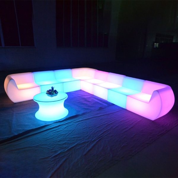 Bộ Bàn Ghế Led Phát Sáng RGB Decor Sân Vườn Quầy Bả, Cạnh Hồ Bơi (Bộ 6 Ghế+ 1 Bàn) - Hình ảnh 8