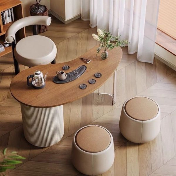 Bộ Bàn 3 Ghế Nhiều Công Năng, Bộ Bàn Trà Gỗ Nguyên Khối Phong Cách Wabi_Sabi Độc Đáo - Hình ảnh 8