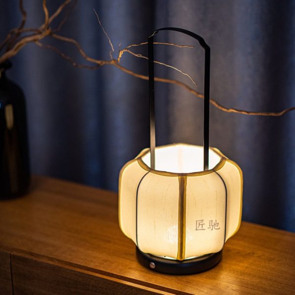 Đèn Để Bàn Chao Vải Di Động Phong Cách Wabi-Sabi Công Tắc Cảm Ứng 3 Chế Độ Sáng Dùng Decor - Hình ảnh 7