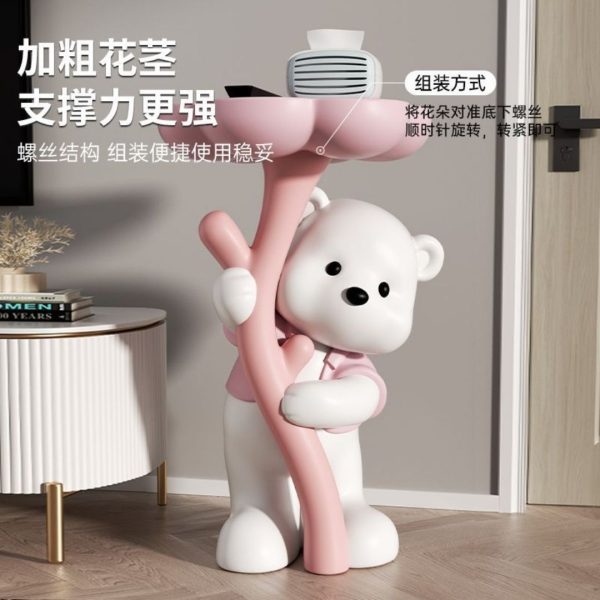 Bàn Cà Phê Nhỏ Chú Gấu Cùng Bông Hoa Đáng Yêu, Xinh Xắn Decor Phòng Khách - Hình ảnh 8
