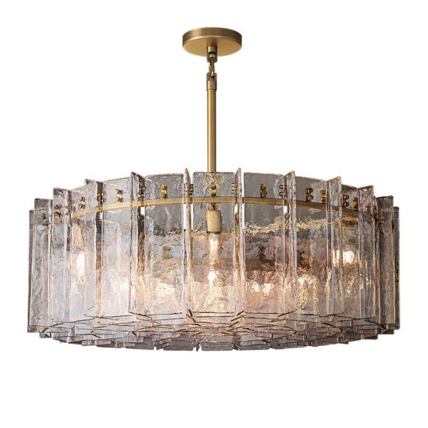 Đèn Chùm Tròn Lá Thủy Tinh Hình Học Bằng Đồng Decor Phòng Khách, Biệt Thự - Ảnh 8