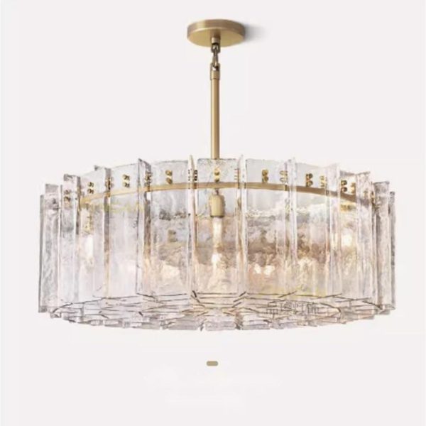 Đèn Chùm Tròn Lá Thủy Tinh Hình Học Bằng Đồng Decor Phòng Khách, Biệt Thự - Ảnh 7