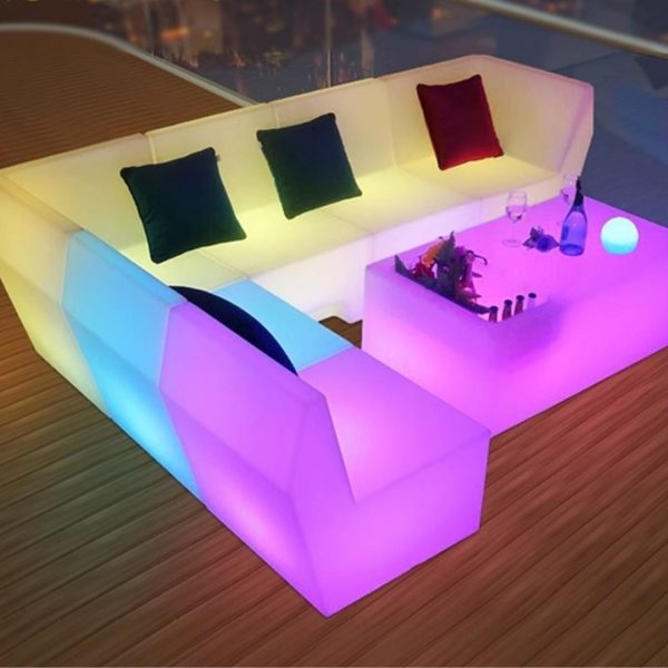 Bộ bàn ghế led phát sáng RGB thích hợp decor sân vườn và không gian ngoại thất