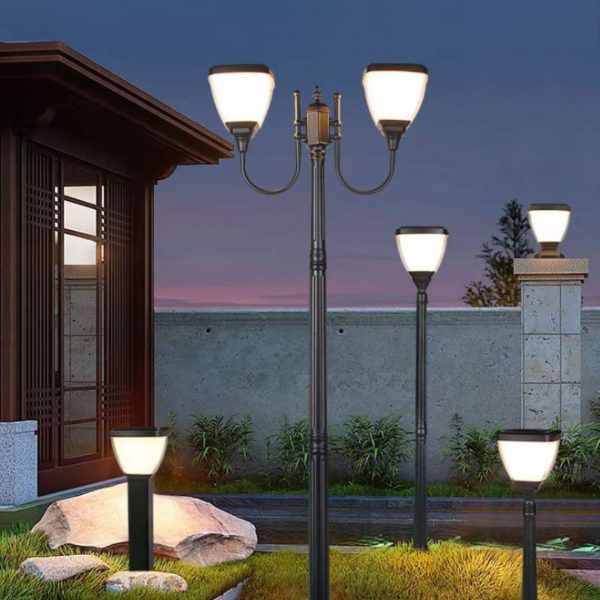 Cột Đèn Năng Lượng Mặt Trời 1 Đầu 2 Đầu, Cột Đèn Sân Vườn Decor Khu Dân Cư, Biệt Thự, Cảnh Quan - Hình ảnh 6