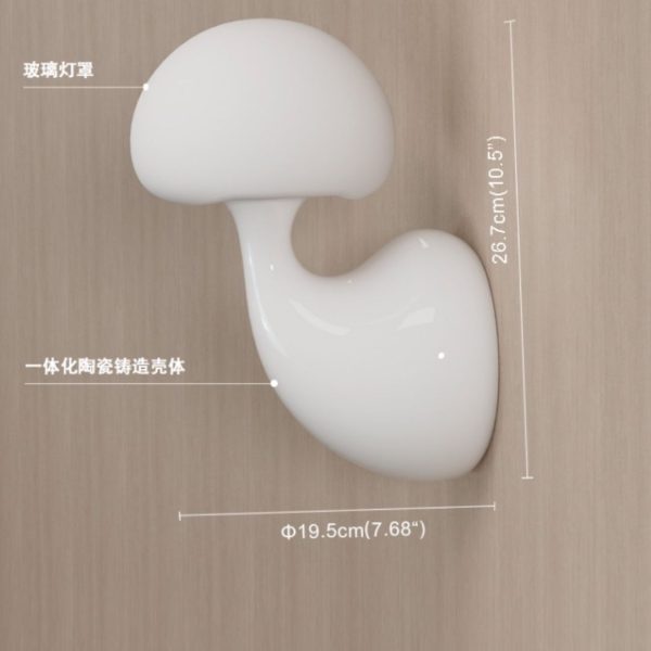 Đèn Tường Hình Nấm Bằng Gốm Màu Trắng Wasbi-Sabi Phong Cách Kem Decor Phòng Ngủ, Lối Đi - Hình ảnh 6