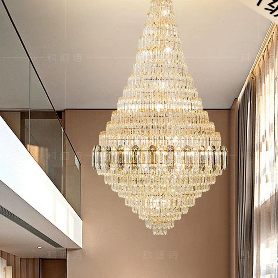 Đèn chùm đôi xoắn ốc pha lê chất liệu pha lê K9 hoàn hảo