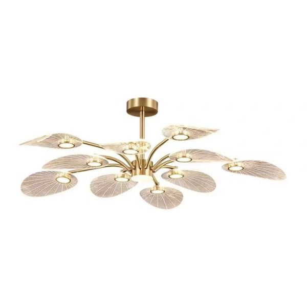 Đèn Chùm Đồng Bắc Âu, Đèn Chùm Nhiều Cánh Hình Chiếc Lá 3 Chế Độ Màu Sáng Decor Phòng Ngủ, Phòng Khách - Hình ảnh 6
