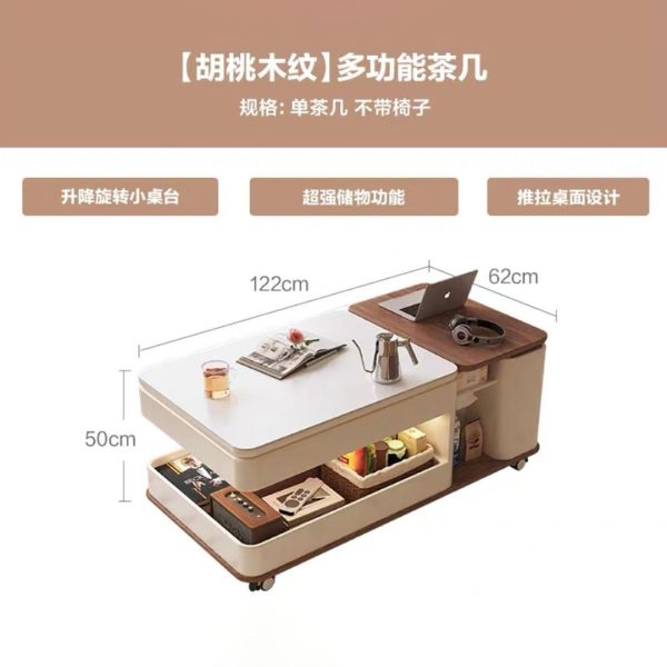 Bàn Cafe Mặt Đá Có Bánh Xe, Bàn Cafe Đa Năng Cao Cấp Hiện Đại Nhiều Công Dụng Decor Phòng Khách - Hình ảnh 5